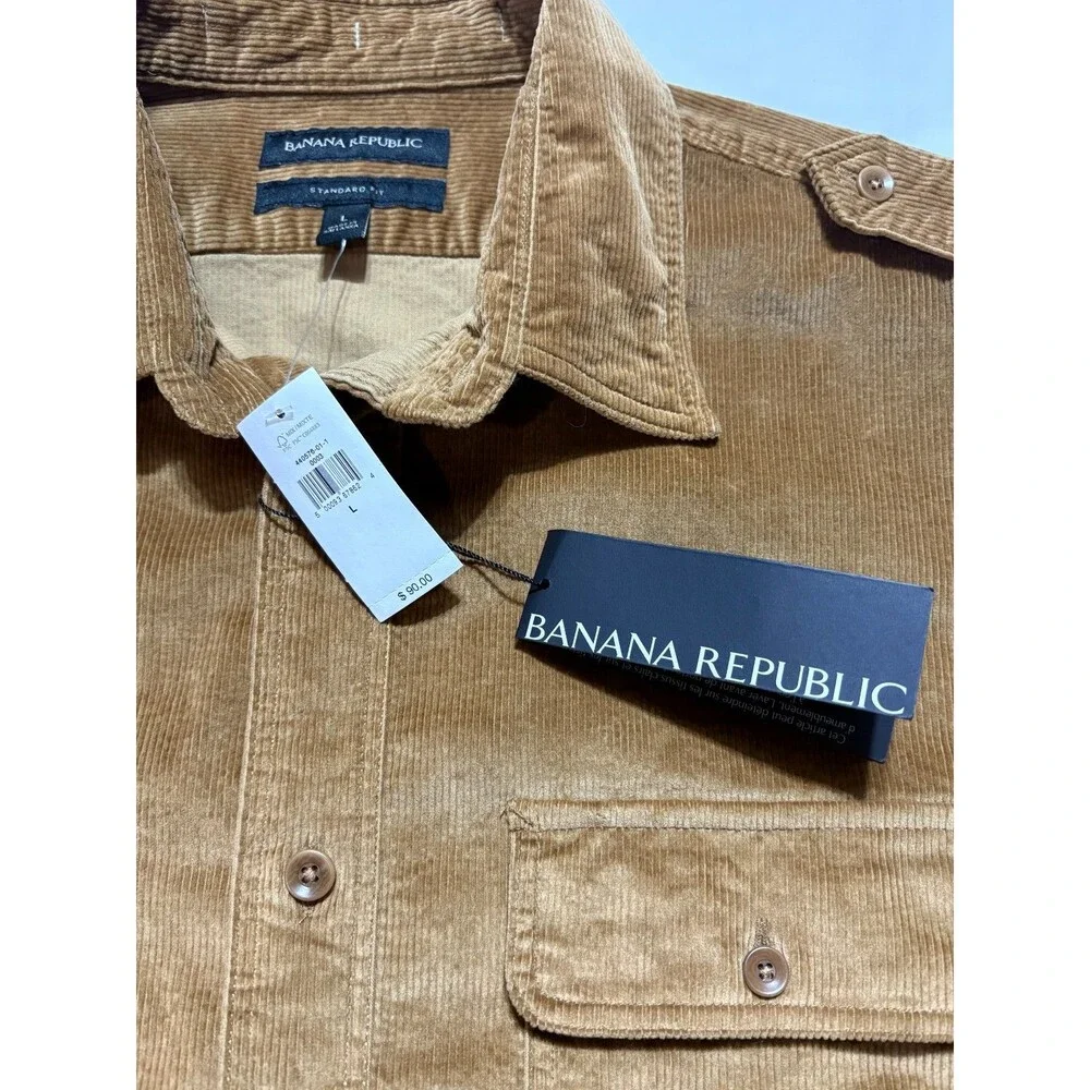 Banana Republic NWT Heritage Corduroy Shirt Men L Brown Utility Safari Jacket